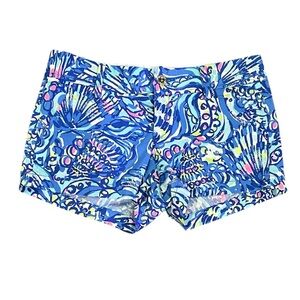 Lilly Pulitzer The Walsh 3” cotton short in blue ceviche size 4